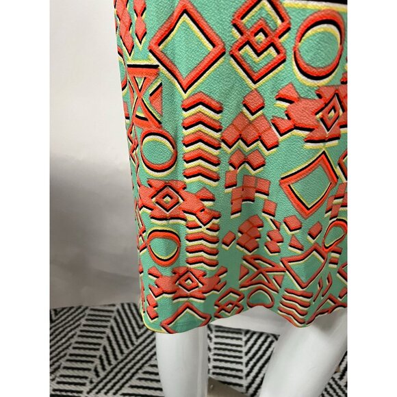 LuLaRoe XL Pencil Skirt With Geometric Coral & Mint Print - Picture 11 of 16